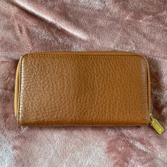 Coach Handbags - Coach camel colored leather zip wallet